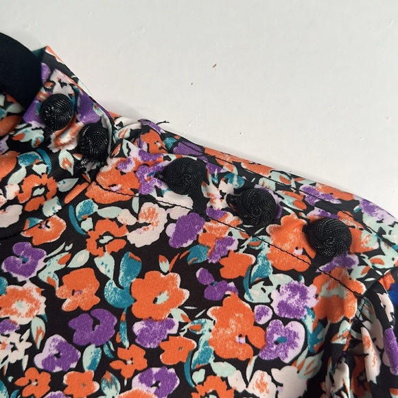 Mango verena floral balloons sleeves multi colored dress side slits size large - Picture 8 of 14